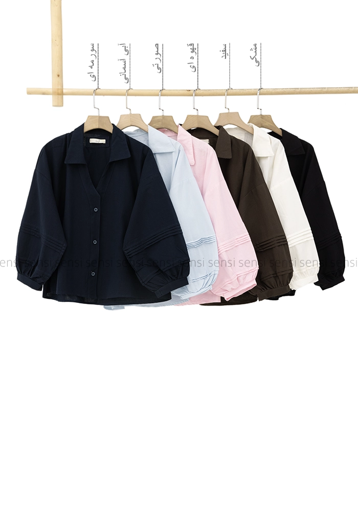 شومیز لینن آستین کرکره کد1005358